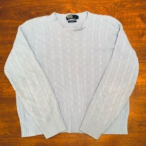 Vintage Ralph Lauren Baby Blue Cashmere Cable Knit Sweater